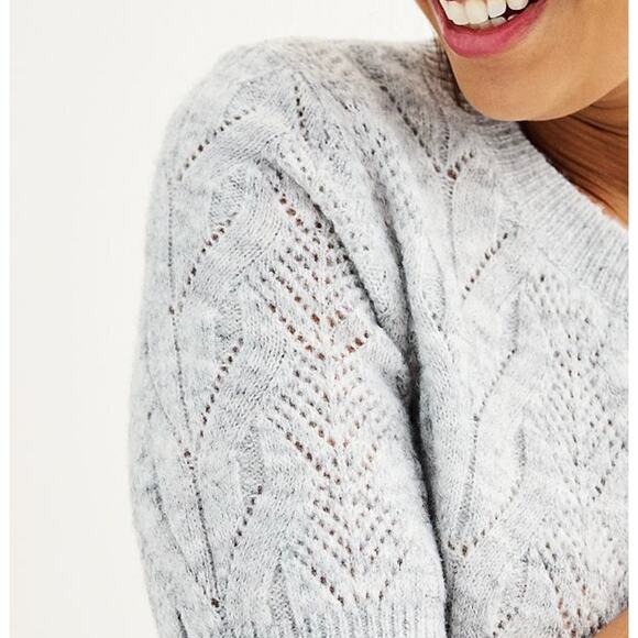 Croft & Barrow Plus Short Sleeve Pointelle Sweater Top Gray Size 4X Lightweight - Picture 16 of 16